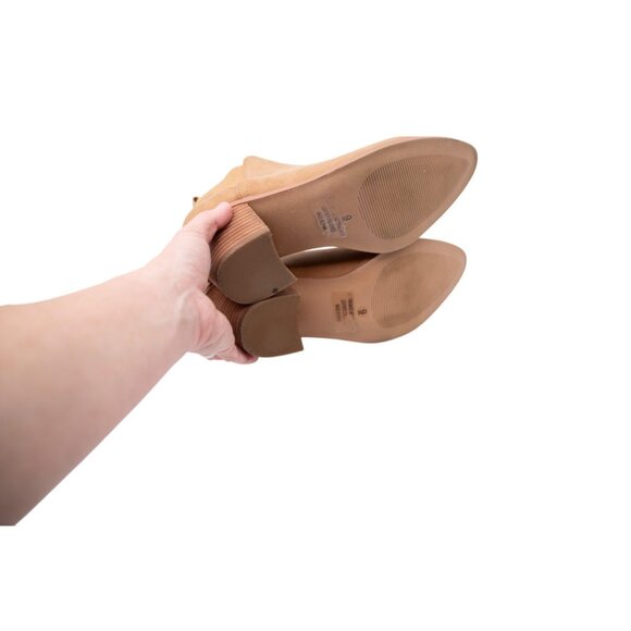 DV By Dolce Vita Frilli Bootie Boots Sz 9 Camel Brown Suede Leather Stacked Heel - Picture 13 of 13